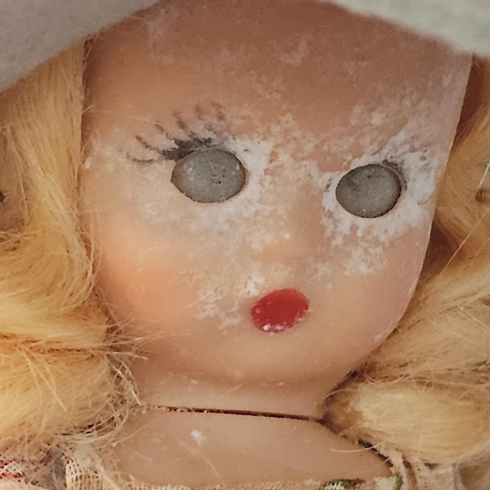 Vintage Nancy Ann Storybook Doll Floral Dress Felt Hat Sleep Eyes Collectible - Picture 3 of 10